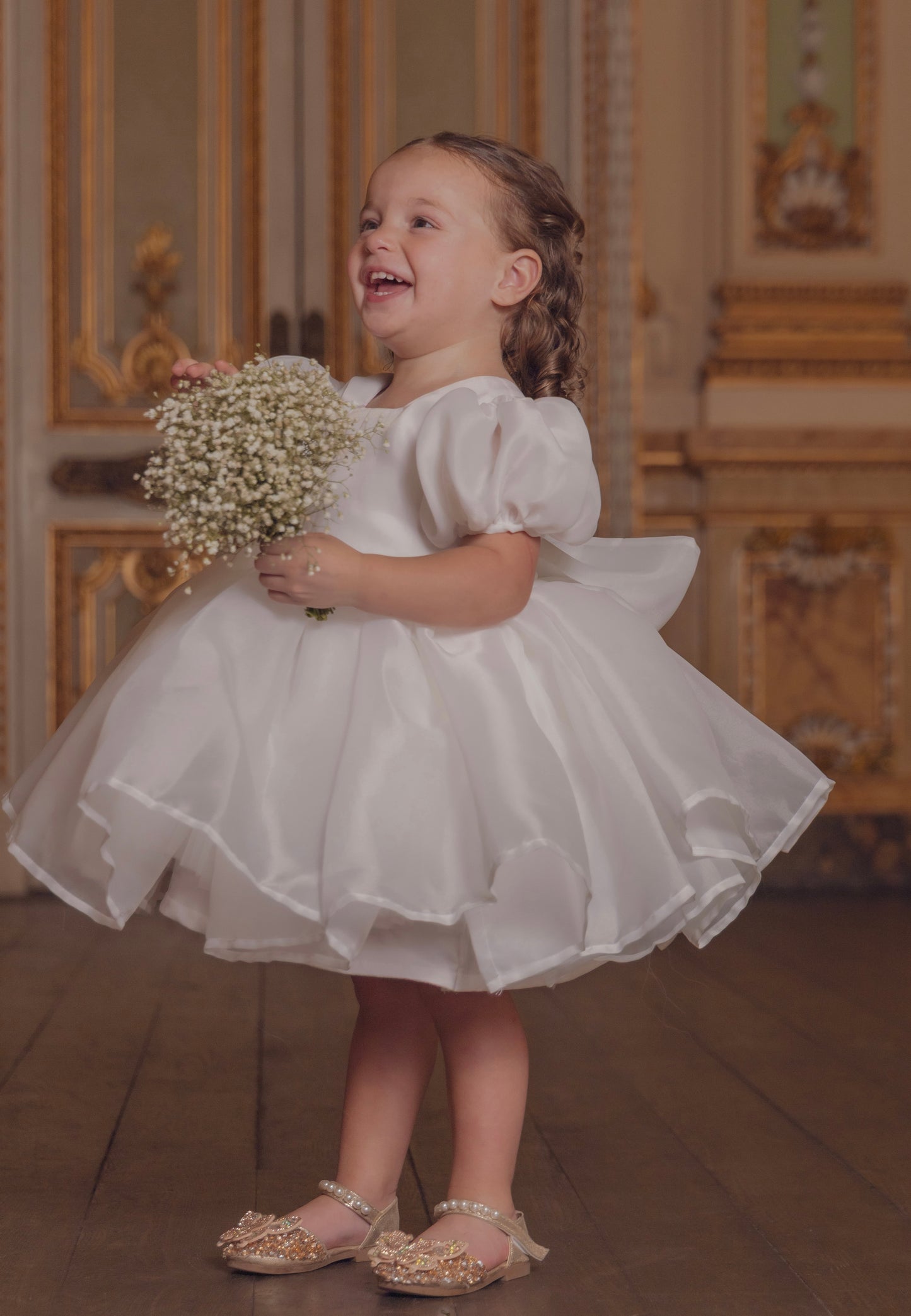 Cotton Kisses - White Silky Organza Dress